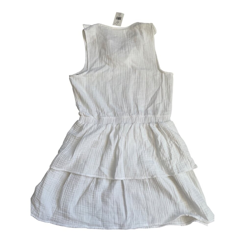 Sol Angeles Women's Medium NWT Whtie Gauzy Cotton Drop Waist ruffle Mini Dress - Picture 2 of 7